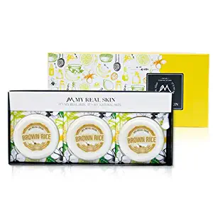 MY REAL SKIN - Natural Brown Rice Soap, Cleansing Face & Body Bar for Sensitive skin_3.5oz (3bars)