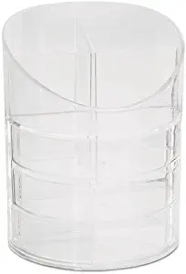 Small Storage Divided Pencil Cup, Plastic, 4 1/2 dia. x 5 11/16, Clear