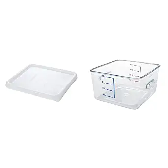 Rubbermaid Commercial Carb-X Space Saving Food Service Container, 4 Quart Clear WITH White Lid (FG630400CLR and FG650900WHT)