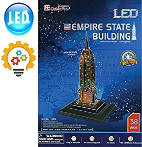 The Best Empire State Building 3D Puzzle for Kids & Adults - A Perfect Beautiful & Special Gift - LED Lights - Fun & Easy to Assemble - No Glue or Scissors Required Yet Sturdy - Guaranteed - 38 piece