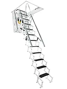 Fontanot Zooom Plus Electric Scissor Style Aluminum Attic Stairway/Loft Ladder 25-1/2" X 52" Opening (106-3/4" to 120" Height)