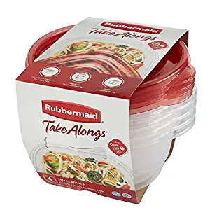 Rubbermaid TakeAlongs Small Food Storage Container Bowls, 3.2 Cup, Tint Chili, 4 Count 1779039