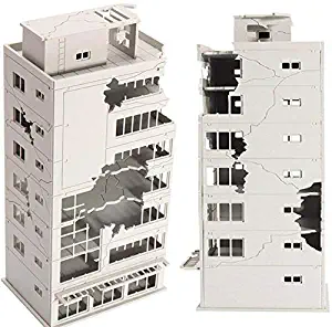 EatingBiting（R） N Scale 1/144 1:144 Ruined Damaged Building After War Assembling Model Outland Realism Scene for DIY Sand Table Garden Micro Landscape Ornaments Decor Supply DIY Player Spray Painting