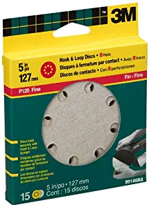 3M Hookit 99146NA 5-Inch 8 Hole Dust Free Discs, Fine Grit, 15-pack