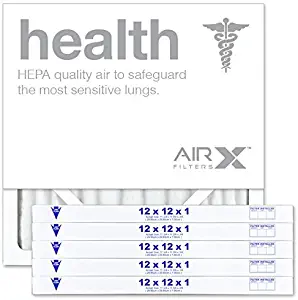 AIRx Filters Health 12x12x1 Air Filter MERV 13 AC Furnace Pleated Air Filter Replacement Box of 6, Made in the USA
