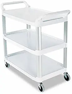 RCP4091CRE - Rubbermaid-Cream X Tra Three Shelf Utility Cart, Open All Sides