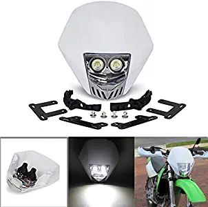 JFG RACING Dual 5W LED Bulbs 12V Universal Modified Headlight Head Lamp For Motorcycle Dirt Pit Bike - White