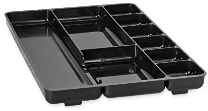 Rubbermaid Regeneration 9-Section Drawer Organizer, Plastic, 14 x 9.125 x 1.125 Inches, Black (45706) (6-Pack)