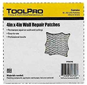 ToolPro 4 x 4" Wall Repair Patches - 10 Pack of Patches