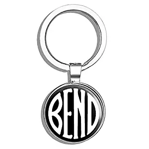 HJ Media Black Round Bend Oregon (Logo Seal City or Love) Metal Round Metal Key Chain Keychain Ring