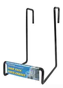 Camco Heavy Duty Chair Rack- Hook on RV Ladder to Support Folding Chairs, Picnic Chairs, and Beach Chairs During Travel- Black (51490)