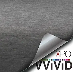 VViViD XPO Gunmetal Grey Brushed Metallic Steel 5ft Vinyl Wrap Roll with Air Release Technology (5ft x 3ft)