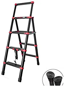 Ladder Telescopic Multipurpose Telescoping Multipurpose Climb Home Builders Attic Loft Work Place Extendable Collapsible Lightweight 330 Pound/150 Kg Capacity Black