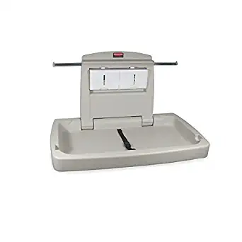 Rubbermaid Commercial Horizontal Baby Changing Station, 33.25-Inch Length x 21.5-Inch Width x 4-Inch Height, Light Platinum (FG781888LPLAT)