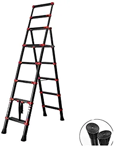 Ladder Telescopic Multipurpose Telescoping Multipurpose Climb Home Builders Attic Loft Work Place Extendable Collapsible Lightweight 330 Pound/150 Kg Capacity Black