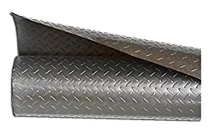 Resilia - Silver Plastic Floor Runner/Protector - Embossed Diamond Plate Pattern, (27 Inches Wide x 12 Feet Long)