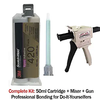 3M ScotchWeld DP420 Black 20-Minute Toughened Epoxy Adhesive Dispenser Kit (50ml/1.7oz w/Dispenser)