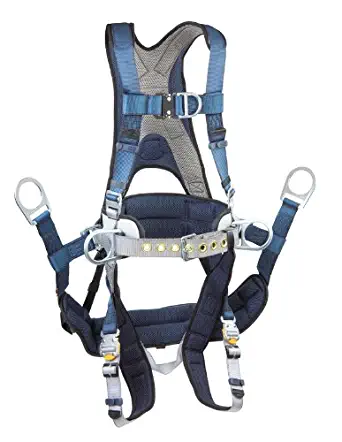 3M DBI-SALA ExoFit 1108657 Tower Climbing Harness, Front/Back/Side D-Rings, Belt/Back Pad, Seat Sling w/Position D-Rings, QC Buckles, X-Large, Blue/Gray