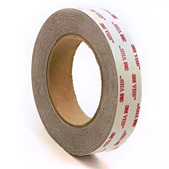 3M 4941 VHB Double-Sided Acrylic Foam Tape, 45 mil, 0.5" x 5 Yards (Dark Grey)