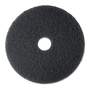 3M 08275 High Productivity Floor Pad 7300, 17" Diameter, Black, 5/Carton