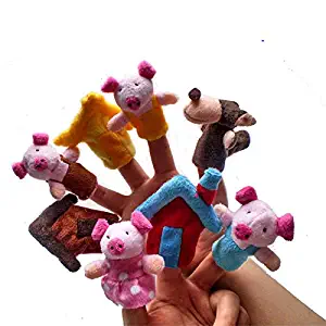 iMagitek Story Telling Time Finger Puppets, The Three Little Pigs Animal Finger Puppet Toy Educational Toys Fairy Tale Toy Plush Puppet Storytelling Doll