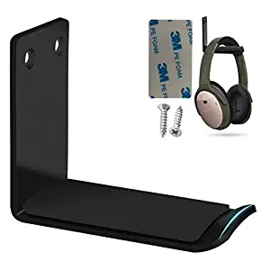 Headphone Holder Stand, Earphone Headphone Headset Wall Mount Desk Hanger Hook Stand For Clamp With 3M Adhesive and Screw XINME (BLACK WALL MOUNT)