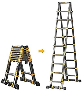 LADDER Telescopic Ladders,Heavy Duty Aluminum Telescopic Extension Ladder, Portable Multi-Purpose Extendable Ladder for Engineering Loft, 330Lbs Capacity,2.7m/9ft