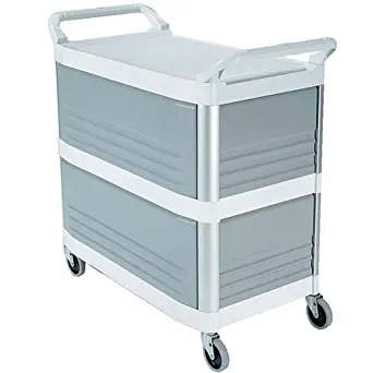 Rubbermaid FG409300OWHT Kitchen Utility Cart - Plastic, Enclosed on 3 Sides