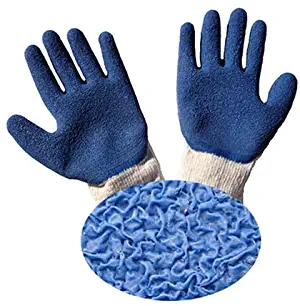 G & F 1511L-DZ Rubber Latex Coated Work Gloves for Construction, Blue, Crinkle Pattern, Men's Large (Sold by dozen, 12 Pairs)