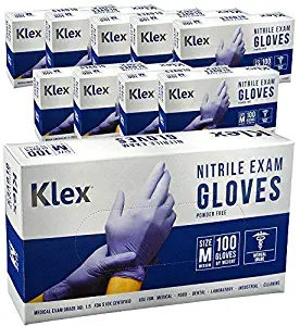 Klex Nitrile Exam Gloves - Medical Grade, Powder Free, Latex Rubber Free, Disposable, Food Safe, Lavender M Medium