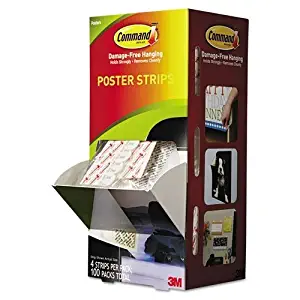 Command 17024CABPK Poster Strips, 5/8-Inch x 1.3/4-Inch, White, 100/Carton