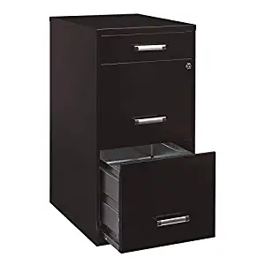 Scranton & Co 18" Deep 3 Drawer Metal File Organizer Cabinet in Black