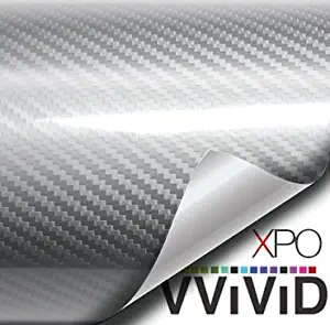 VViViD Epoxy High Gloss Silver Metallic Carbon Vinyl Automotive Wrap Film DIY Easy to Install No Mess (1ft x 5ft)