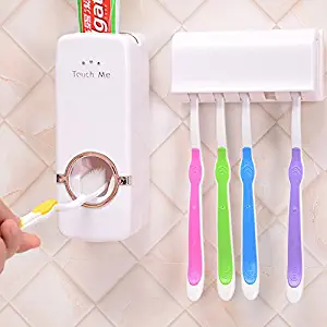 Copter Shop 1Pc Toothbrush Holder Sets Automatic Toothpaste Dispenser Toothbrush Family Sets (White)