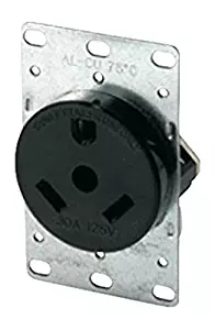 Eaton 1263 30-Amp 2-Pole 3-Wire 125-Volts Heavy Duty Grade Flush Mount Power Receptacle, Brown