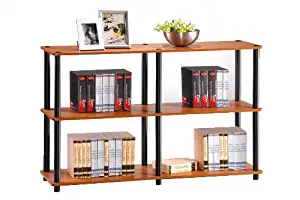 Furinno 99634LC/BK Turn-N-Tube 3-Tier Double Size Storage Display Rack, Light Cherry/Black