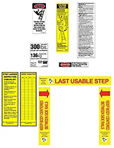 300 lb. 1A Step Ladder Safety Label w/Inspection Tag Package (Pack of 6)
