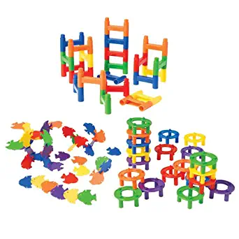 Constructive Playthings 396 pc. Interlocking Manipulative Set Including 240 Linking Fish, 96 Ring Builders and 60 Ladder Links for Ages 18 Months and Up