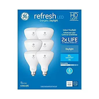 GE Refresh 6-Pack 65 W Equivalent Dimmable Daylight Br30 LED Light Fixture Light Bulb