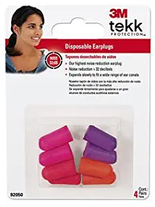 3M 92050 TEKK Protection Disposable Ultra Soft Earplugs - 4 Pair per Package by AOSafety