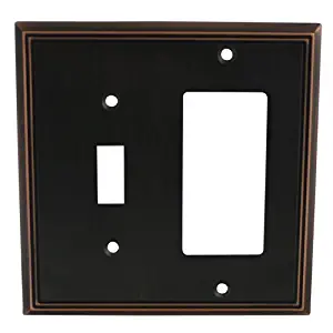 Cosmas 65027-ORB Oil Rubbed Bronze Single Toggle/GFI Decora Rocker Combo Wall Switch Plate Switchplate Cover