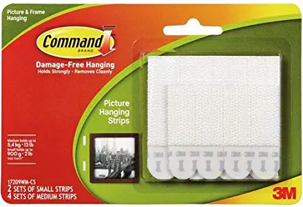 Command Heavy Duty White Picture Hanging Strips Value Pack, Small & Medium White Hanging Strips (2 Pairs of Small 4 Pairs of Medium)
