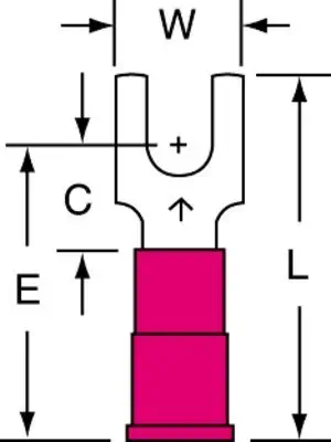 3M Highland Vinyl Insulated Block Fork Terminal BFV18-6Q, AWG 22-18, suitable for use in a terminal block