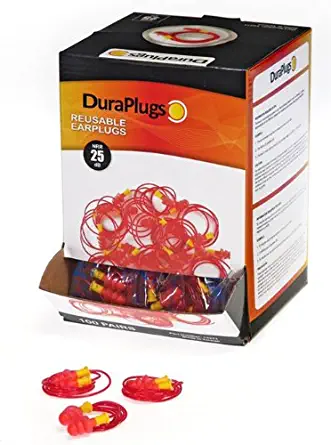 Liberty DuraPlug Corded Disposable Reusable Earplug with 25 dB NRR (Case of 100 Pairs)