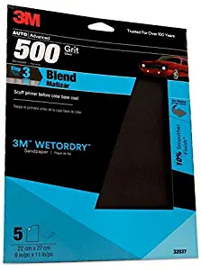 3M Wetordry Sandpaper, 32037, 9 in x 11 in, 500 Grit, 5 sheets per pack