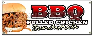 BBQ Pulled Chicken Sandwich Banner Sign BBQ Sauce Slow Cooker Smoked Barbeque