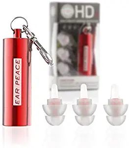 EarPeace HD Concert Ear Plugs - High Fidelity Hearing Protection for Music Festivals, DJs & Musicians (Standard, Red Case)