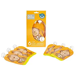 Fill n Squeeze Bottom Open Reusable LARGE Pouch for Easy Cleaning. 6 x 150ml Pack Easy Fill & Clean Pouches Perfect for Weaning, Travel, Pureed Fruit, Organic & Homemade Baby food. Premium Double Zip
