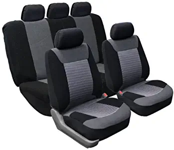 FH Group FB062GRAY115 Universal Car SUV Truck Van Seat Cover Premium Fabric with 3D Air Mesh Airbag Compatible Gray