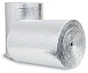 US Energy Products Double Sided Reflective Heat Radiant Barrier Aluminum Foil Insulation (1/4 Thick R8 Double Poly-Air) Roll: Walls Attics Air Ducts Windows Radiators HVAC Garages + More (12" x 50')